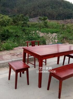 赞比亚血檀餐桌茶桌茶台多功能明清古典刺猬紫檀新中式花梨原木色