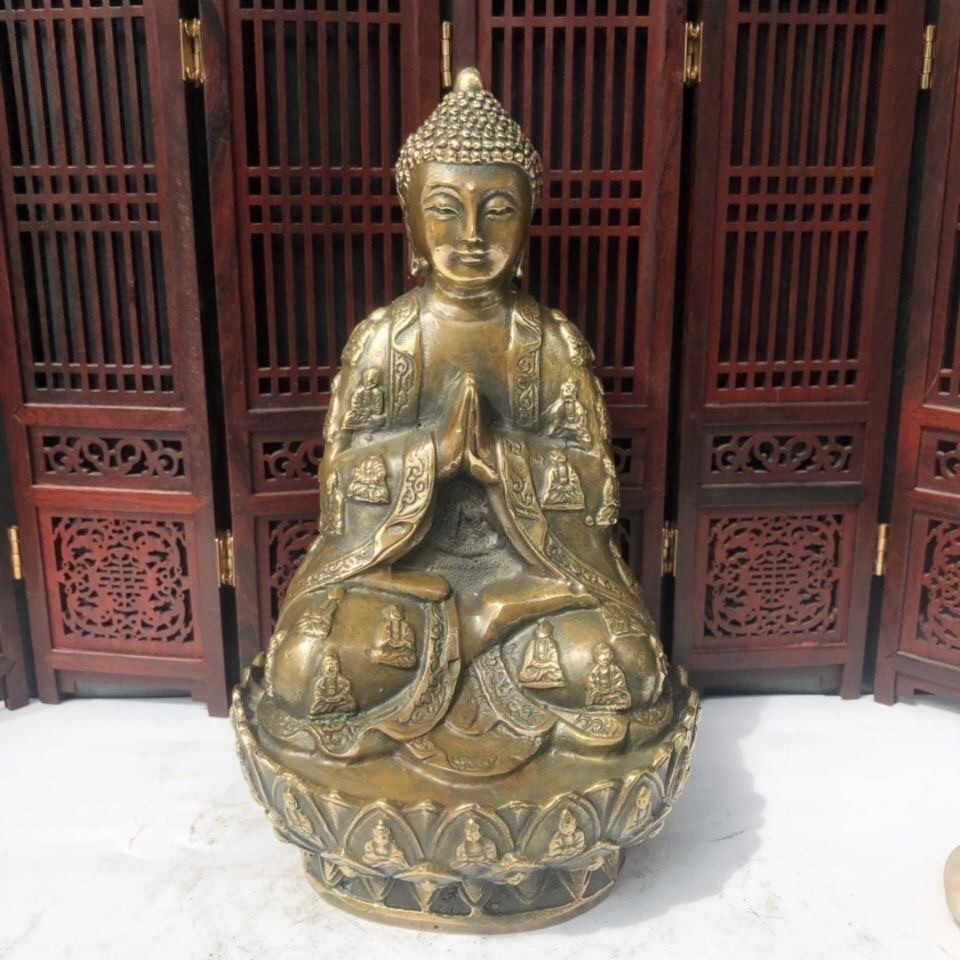 纯铜释迦牟尼佛铜像大日如来佛祖神佛像家居工艺品摆设