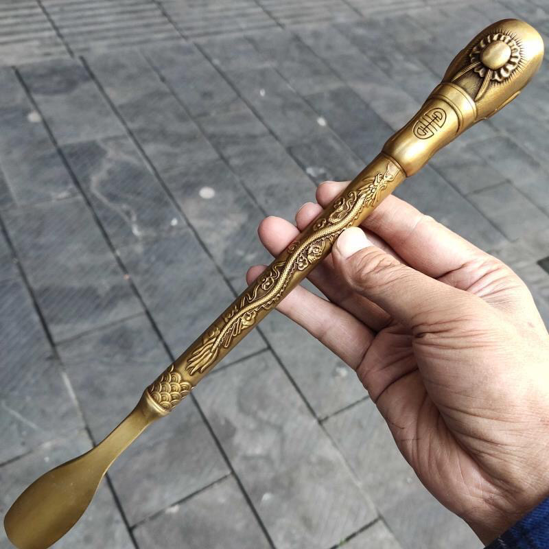 古玩铜器收藏仿古做旧纯铜寿星鞋拔子提鞋用品家居装饰工艺品摆件