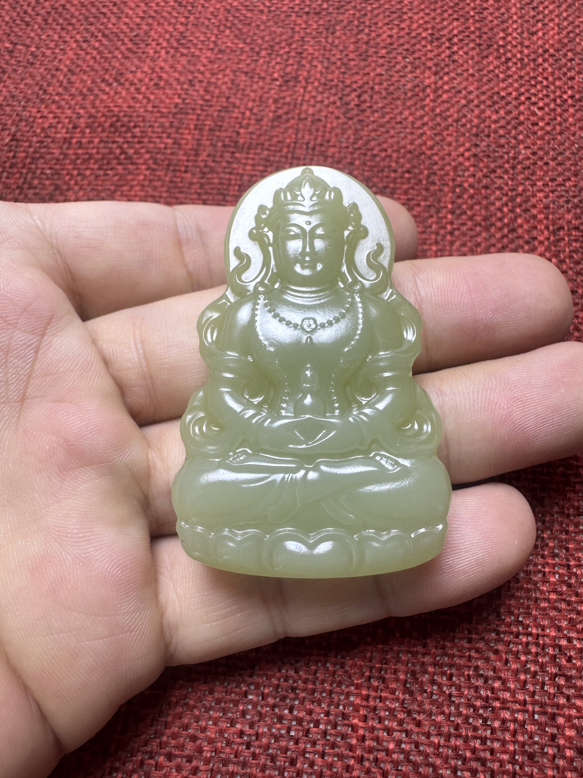 和田玉青玉观音菩萨挂牌鸭蛋青吊坠玉坠青白玉观音护主保平安项链