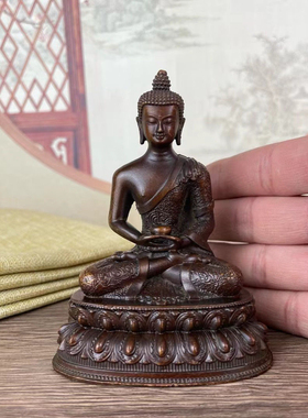 古玩铜器收藏铜合金药师佛药王菩萨铜像用品 家居摆件