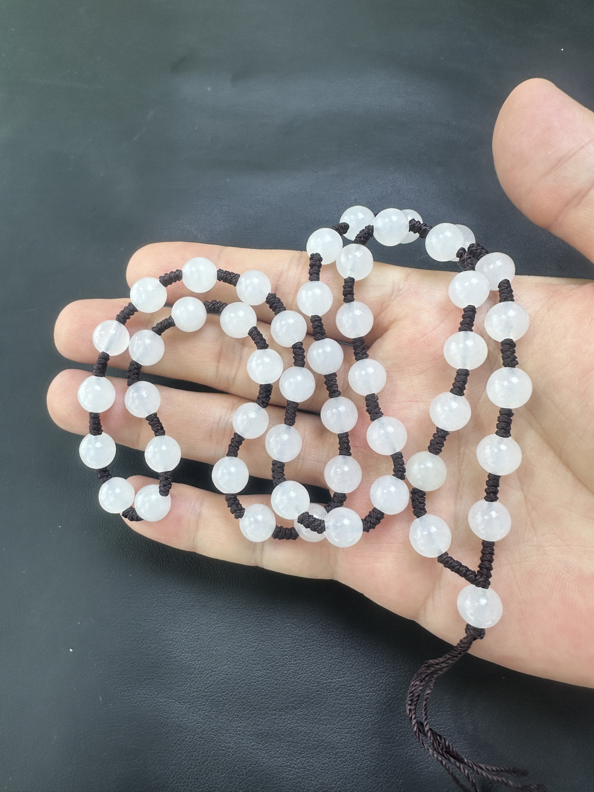 天然和田玉羊脂白精挑手工编制项链绳挂坠带珠子玉坠玉器挂件绳子