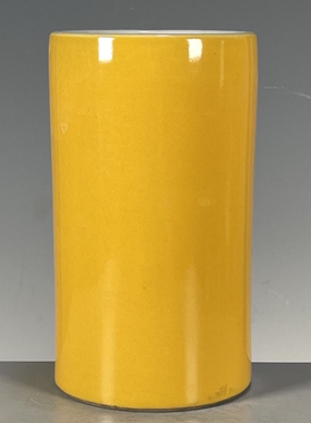 海外回流黄釉笔筒古董古玩瓷器文玩老货收藏品杂项旧货