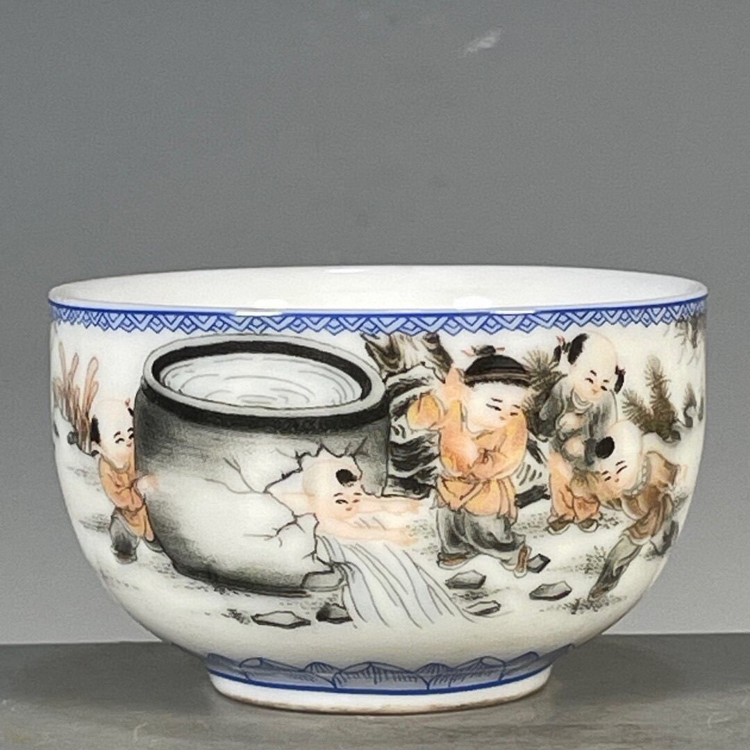 文玩杂项旧货老瓷器捡漏收藏品 大清乾隆年制砸缸救友茶杯