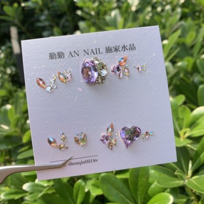 NO.94 施华洛正品材料包满手美甲美甲满手材料包371【紫夜精灵】