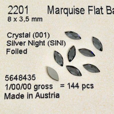正品奥地利进口水晶钻DIY美甲水晶钻马眼2201 SINI银色夜魅