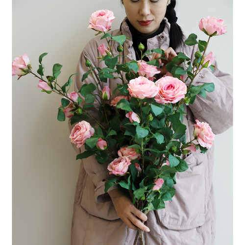 芙菡A级特大号牡丹花仿真月季花假花绢花客厅装饰插花高档塑料花