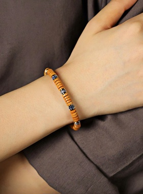 野生橄榄核手串直切药片珠高油密无白边彩钻风手链男女情侣手串