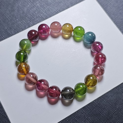 (底价放漏)巴西天然彩虹色碧玺手链老矿糖果色猫眼墨绿色碧玺项链