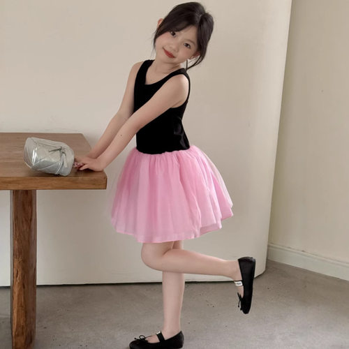 女童连衣裙2025夏季新款儿童表演洋气网纱中大童蓬蓬裙演出公主裙