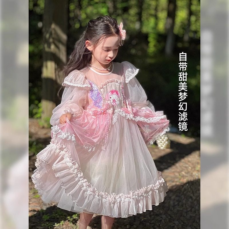 女童连衣裙春秋款2025春季新款儿童公主裙宝宝洋气洛丽塔长裙子潮