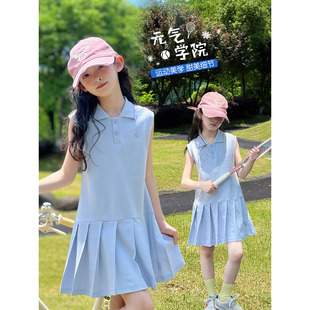 女童连衣裙2026夏季新款儿童韩版无袖裙子中童学院风休闲百褶裙潮