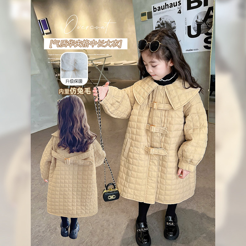 女童棉服冬季加厚外套儿童棉衣2025新款女宝宝秋冬款洋气加长棉袄