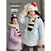 保暖棉衣女孩洋气连帽加厚夹棉外套 儿童冬装 女童棉服2025冬季 新款