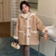 保暖夹克上衣 连帽皮毛一体外套儿童加厚中长款 童装 2025冬女童韩版