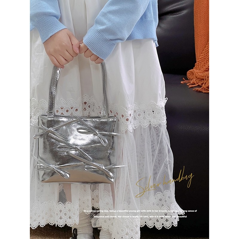 女童包包2025秋季新款儿童韩版蝴蝶结单肩包女孩手提包链条斜挎包