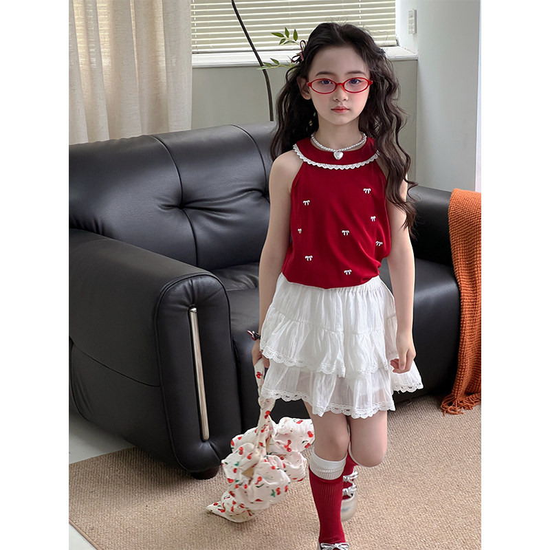 女童背心2025夏季新款儿童夏装韩版休闲无袖T恤中大童薄款上衣潮