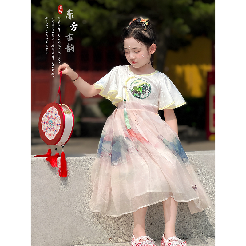女童马面裙套装2025夏季新款儿童古风汉服女孩新中式短袖裙子夏装