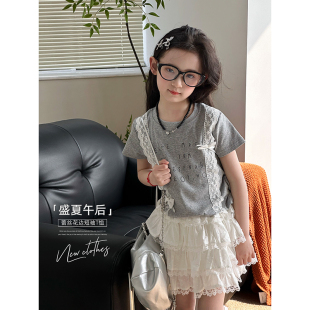 女童T恤2026夏季新款儿童短款洋气上衣中大童韩版休闲短袖打底衫