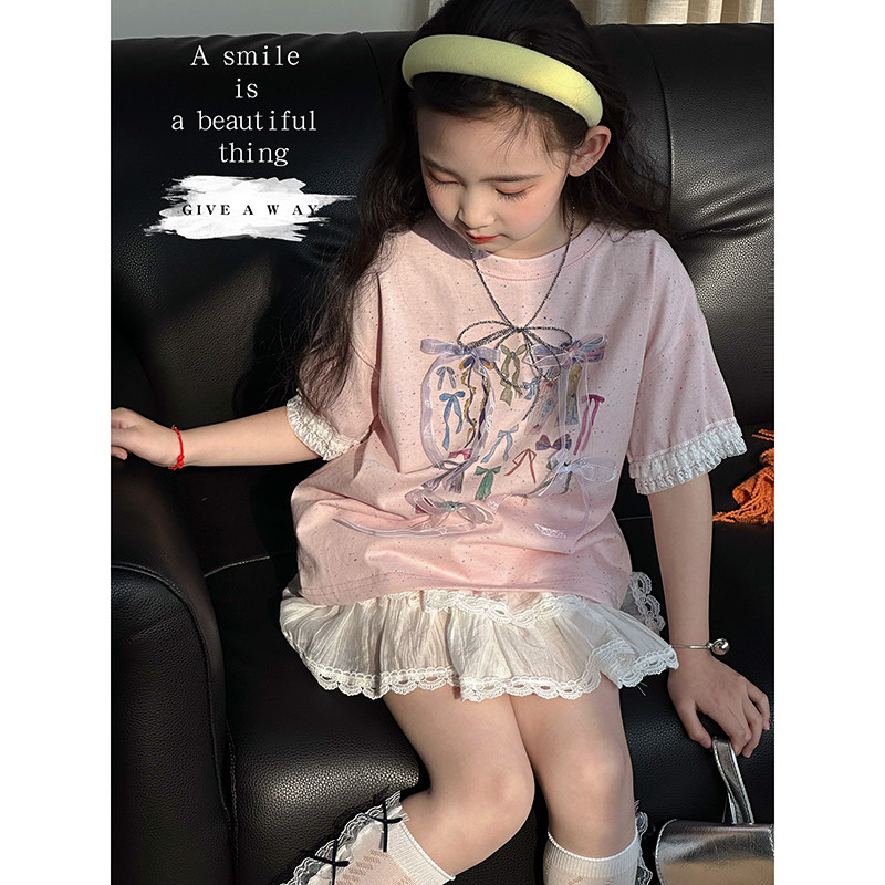 女童T恤2025夏季新款儿童韩版休闲上衣夏装薄款女孩洋气宽松短袖,童装/婴儿装/亲子装,T恤,淘宝优惠券,粉丝福利购,淘宝优惠卷