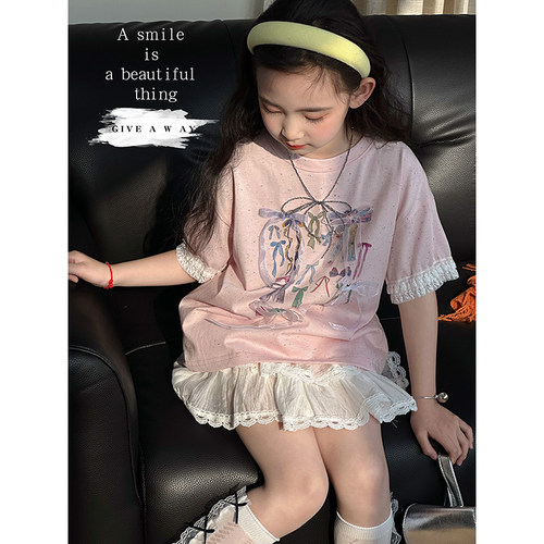女童T恤2026夏季新款儿童韩版休闲上衣夏装薄款女孩洋气宽松短袖