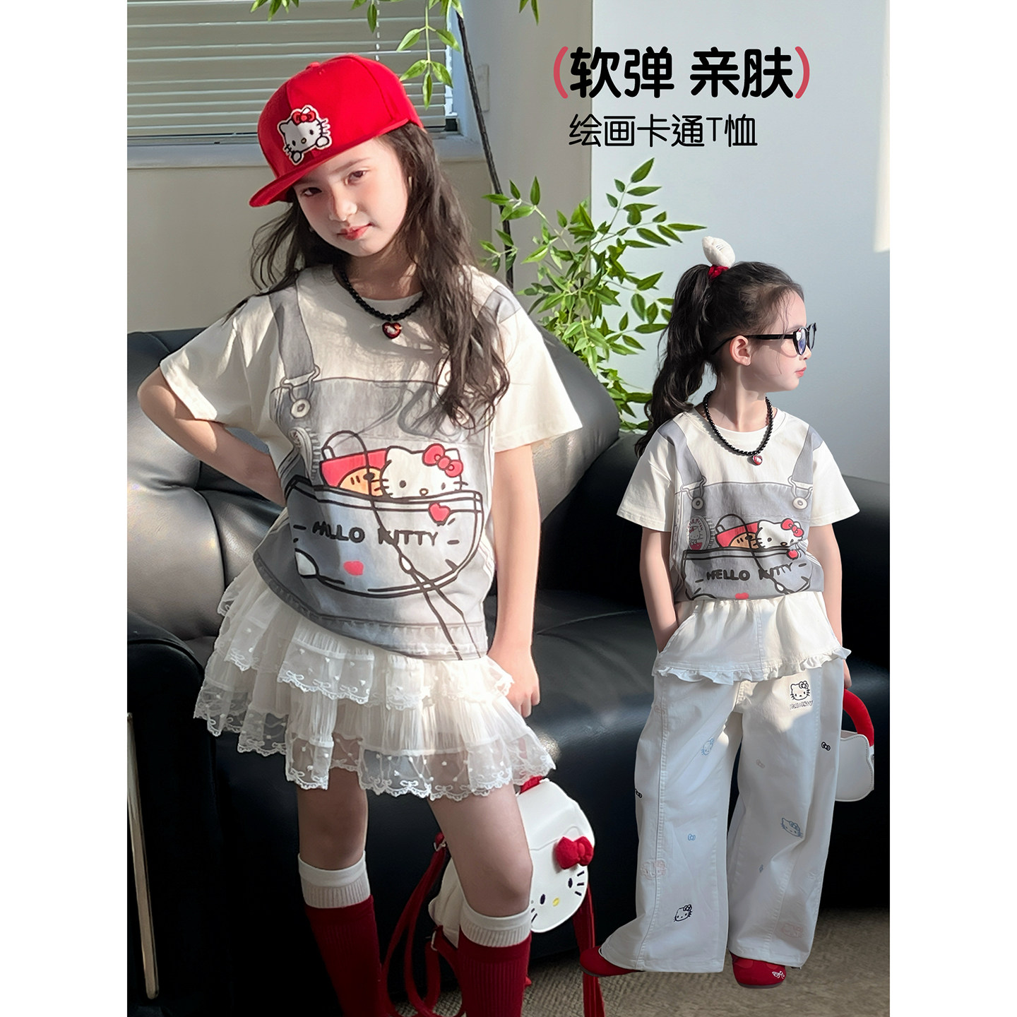 女童短袖T恤2026夏季新款儿童甜美可爱印花宽松上衣中大童夏装潮