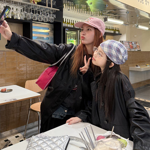 亲子中长款 童装 韩版 新款 中大童休闲皮衣穿搭潮童 女童皮衣2025秋季