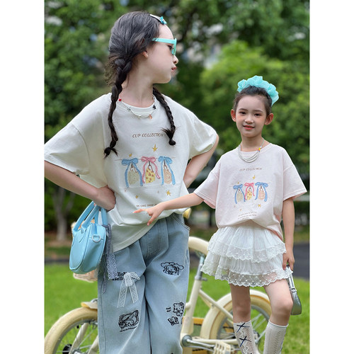 女童短袖T恤2026夏季新款儿童薄款甜美夏装中童洋气宽松圆领上衣