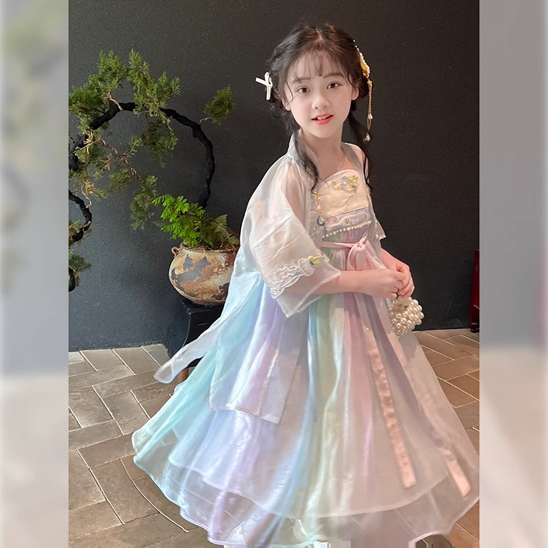 女童汉服2025夏秋季新款儿童改良古风连衣裙国风裙子演出服唐装