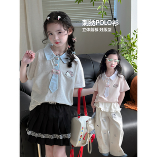 女童短袖T恤2026夏季新款儿童洋气polo衫上衣小女孩韩版宽松夏装