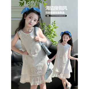 女童无袖连衣裙2026夏季新款儿童公主裙海边度假风背心裙洋气裙子