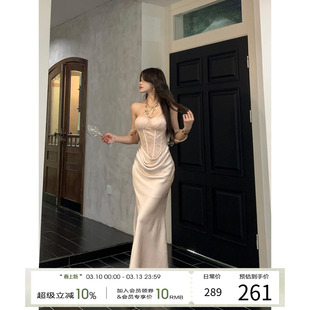 灰尘邓邓 重工设计感吊带裙2026早春新款高级感抹胸长裙生日裙子