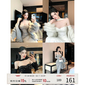 性感长裙包臀裙气质裙子 抹胸针织连衣裙女冬季 现货 灰尘邓邓