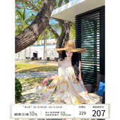 印花抹胸短裙旅游裙子 法式 灰尘邓邓 度假连衣裙女2026早春新款