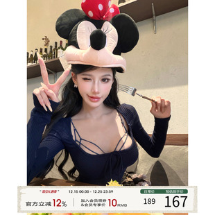 辣妹长袖 上衣纯欲内搭打底衫 针织衫 性感修身 女2025冬季 灰尘邓邓