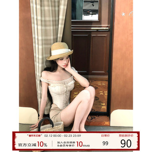 灰尘邓邓 纯欲风高级感套装女2026早春鱼骨抹胸上衣半身裙两件套