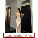 灰尘邓邓 重工设计感吊带裙2025冬季新款高级感抹胸长裙生日裙子