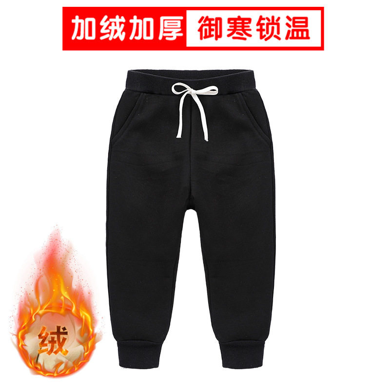 童装纯色经典款一体绒收口卫裤