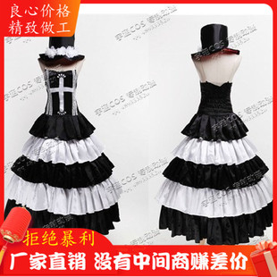 万圣节包邮海贼王幽灵公主佩罗娜cos服装黑白蛋糕连衣裙红底帽子