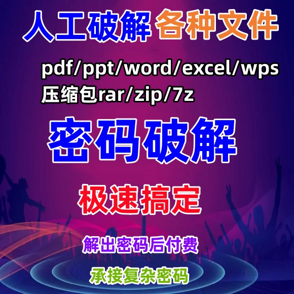 excel/pdf/word/zip/rar/pdf/ppt压缩包文件解压密码解密文档去除-封面