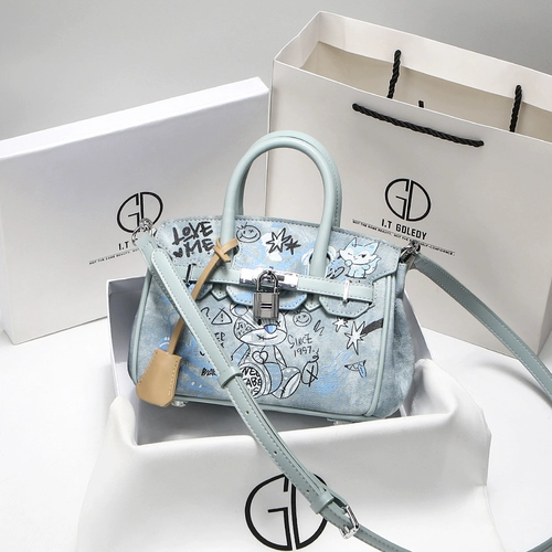 Джинсовая платиновая портативная сумка через плечо, с медвежатами