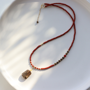 MIMI原创天然满肉满色南红玛瑙奇南沉香本命年无相佛吊坠项链礼物