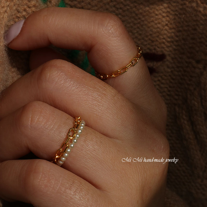 MIMI 进口14K包金注金长方形椭圆光面光身戒指指环洗手洗澡不用摘