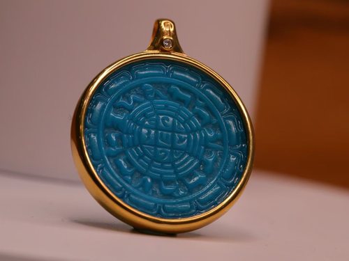 绿松石九宫八卦牌吊坠挂件