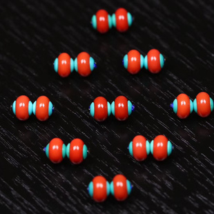 绿松石南红万向万能轴天然原矿文玩手串隔片南红蜜蜡配珠三通配饰