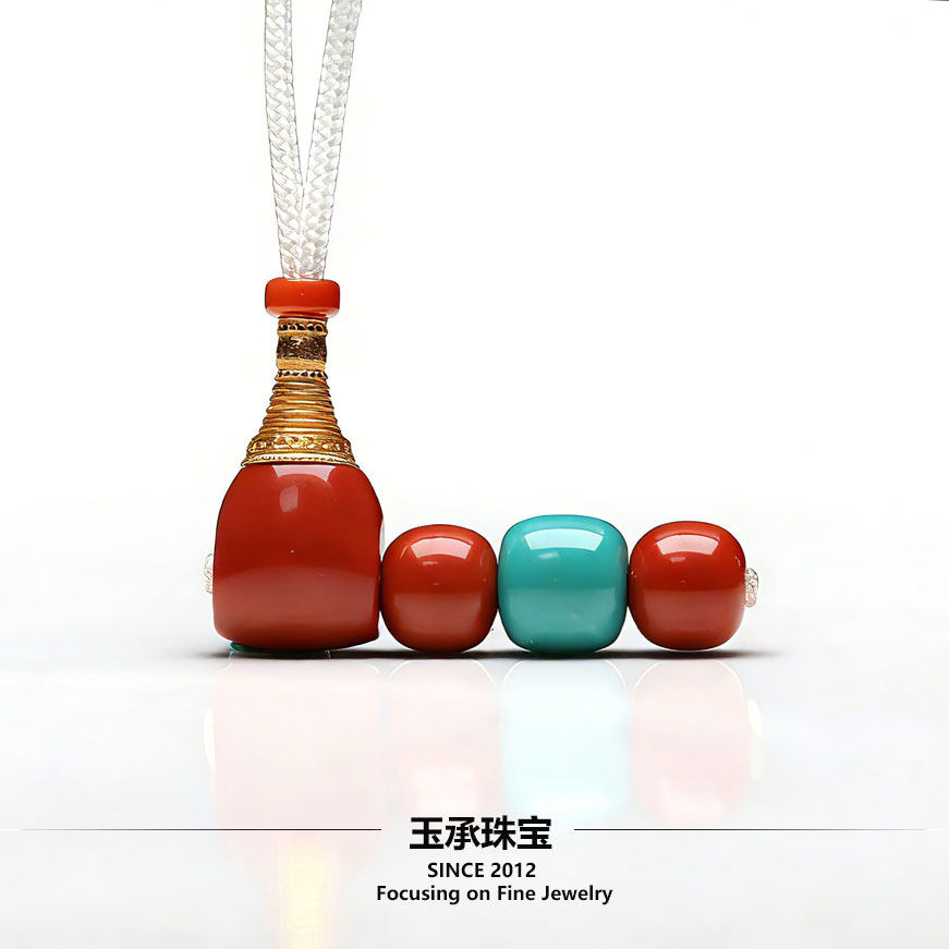 绿松石红绿灯老型配珠天然原矿南红蜜蜡文玩手串配饰配珠子隔珠