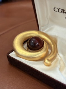 vintage中古Les bernard琥珀果冻琉璃漩涡胸针