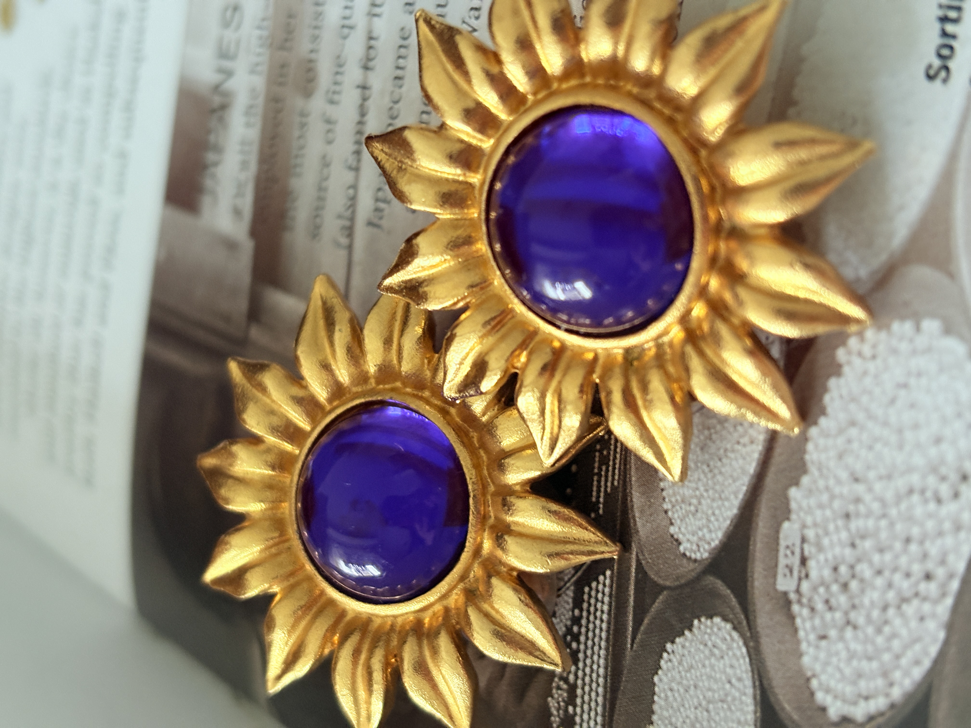 vintage中古maeve设计师款紫色果冻太阳花耳环