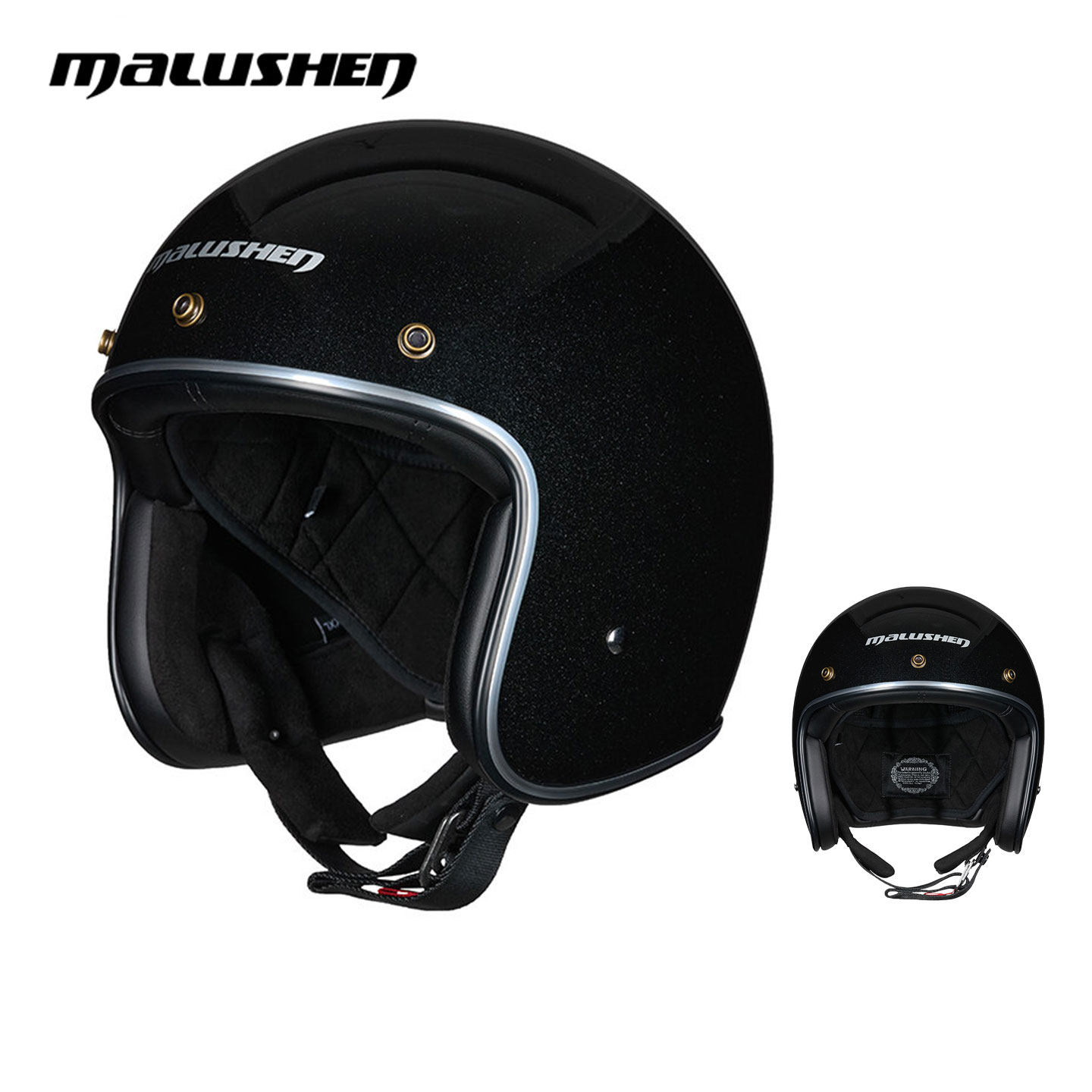 malushen马鲁申摩托车头盔四分之三盔R1复古半盔男巡航半盔女夏季