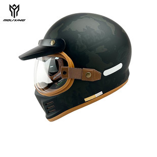 摩力行 复古头盔摩托车全盔哈雷巡航机车四季黑武士男女冬季嬉皮